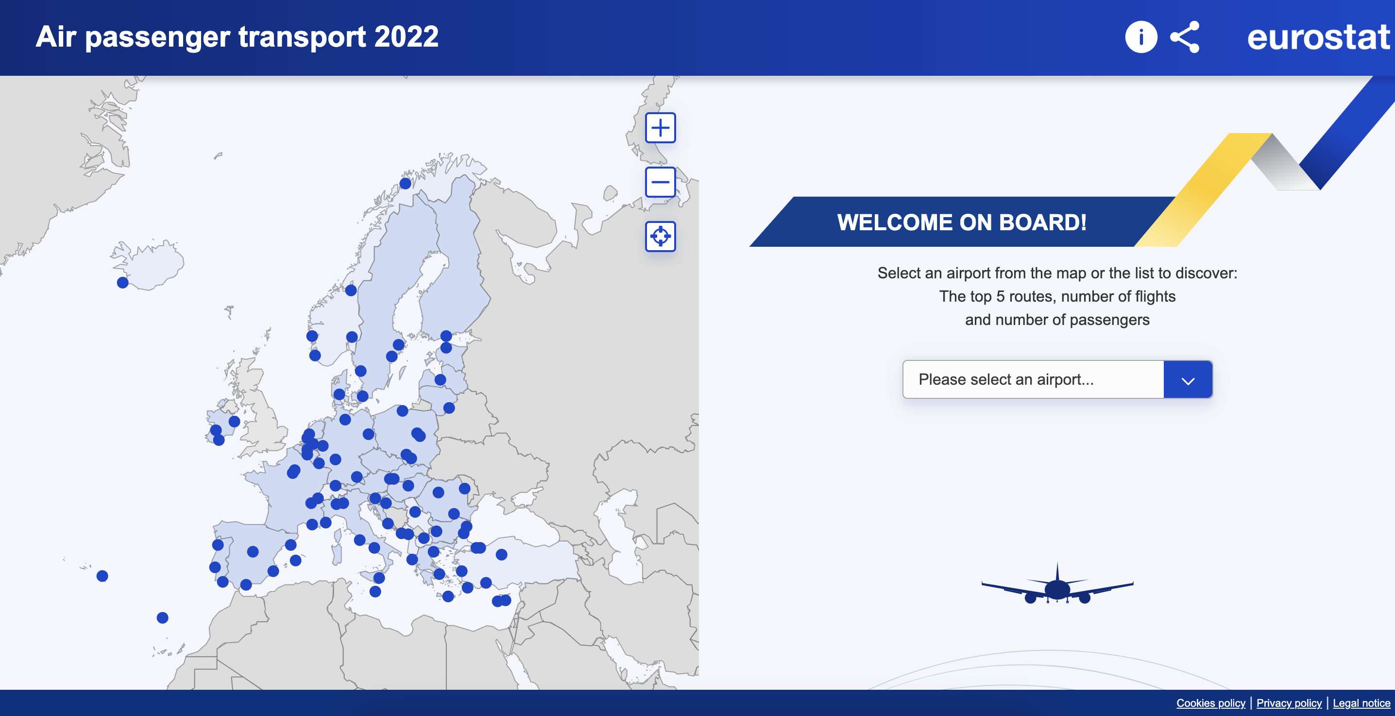 screenshot of air passenger transport visualisation tool