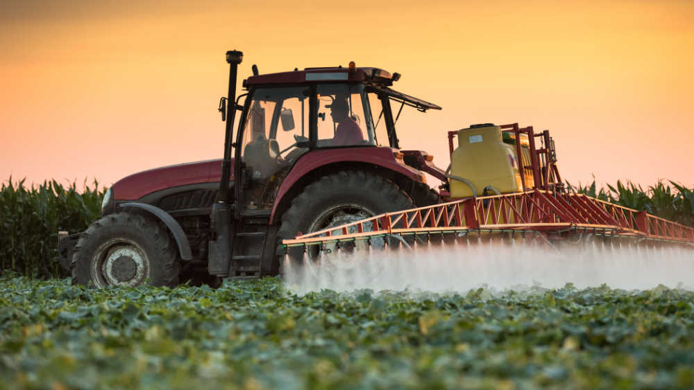 An agricultural work vehicle on a field.