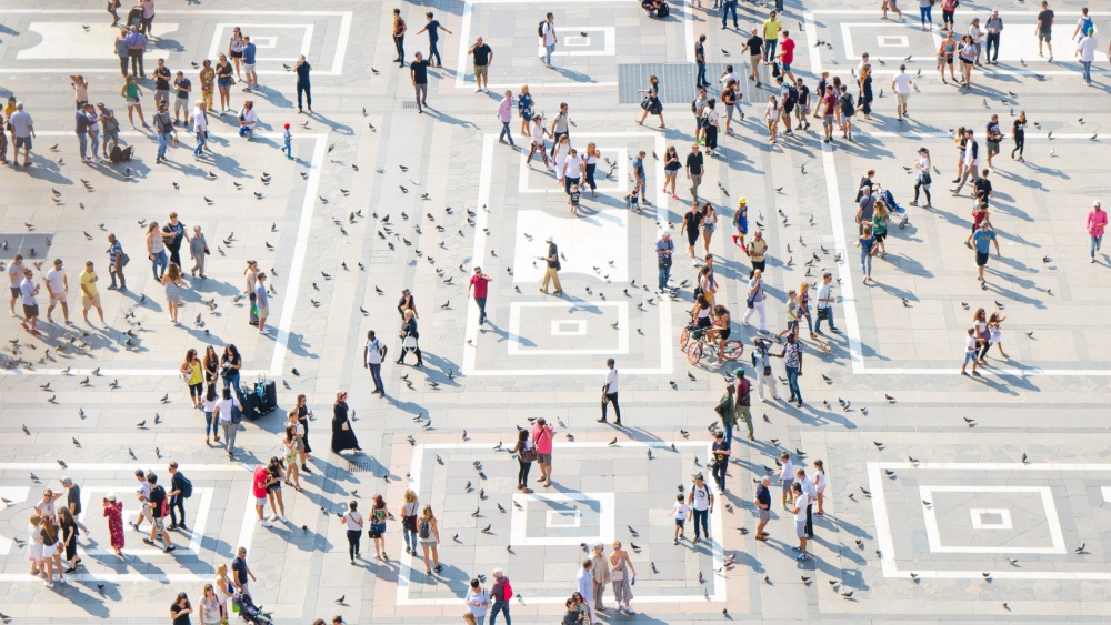 People on a square