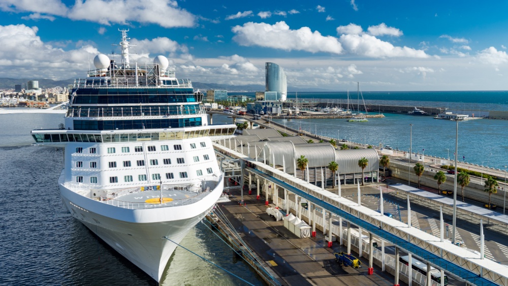 Cruise ship at the port.