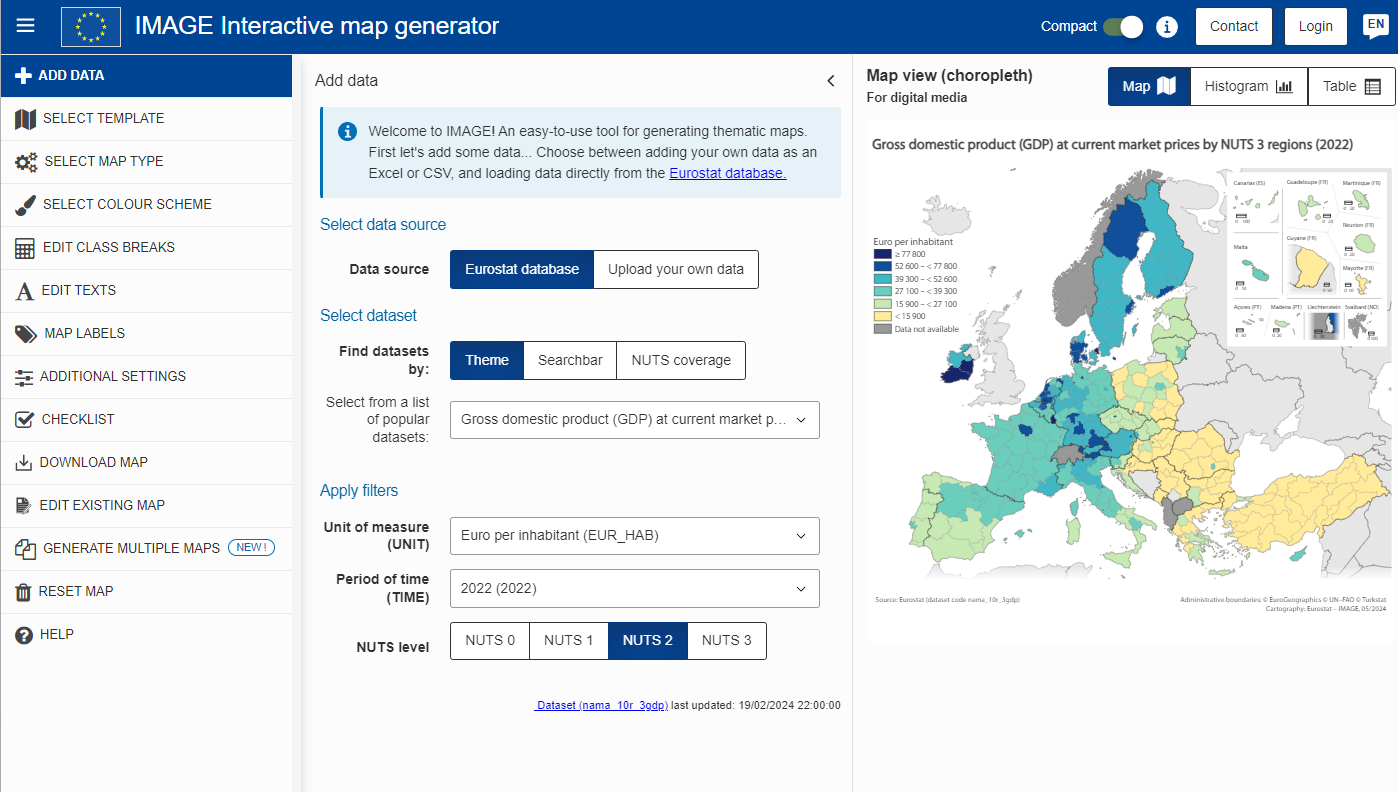 Screenshot of IMAGE interactive map generator