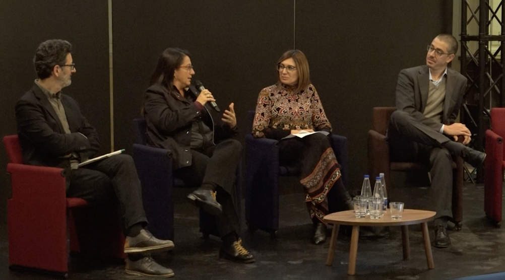 Round table discussion at Land Take Workshop with Jaume Fons-Esteve (EEA), Marcello Schiavina (JRC), Francesca Assennato (Italian Institute for Environmental Protection and Research); moderated by Simona Tondelli (University of Bologna)