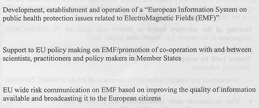 Aims of the project : EIS-EMF - European Information System on Electromagnetic fields