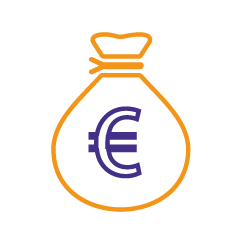 Icon of moneybag with euro on the front