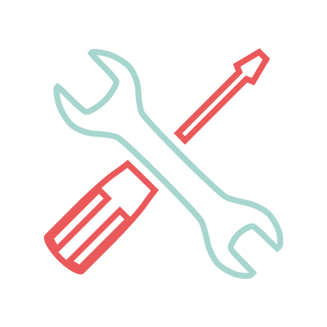 Icon Screwdriver across a wrench