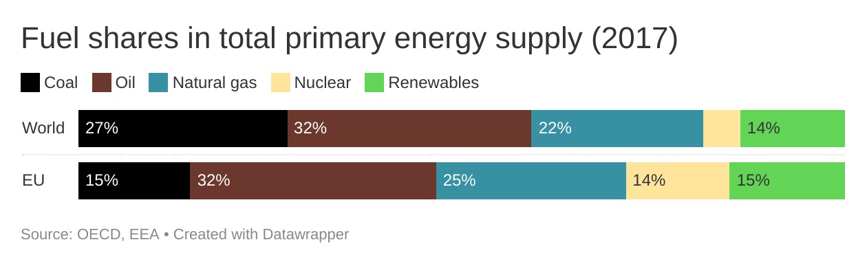 graph on fuel shares in total primary energy supply