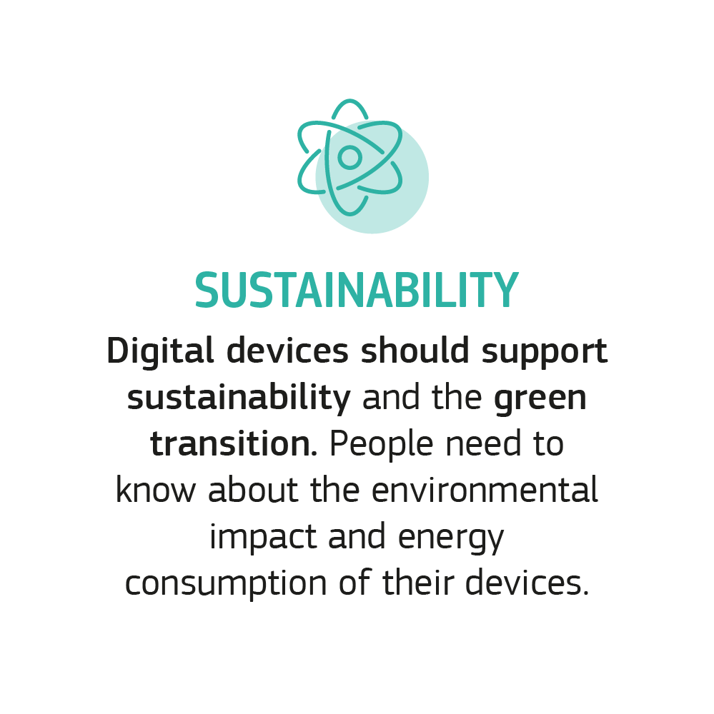O dispositivo digital deve ser sustentável