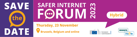 Safer Internet Forum 2023 save the date banner