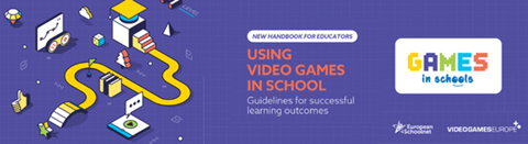 Banner image promoting the new Games in Schools handbook for educators
