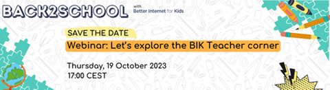 Banner promoting the BIK Teacher corner webinar