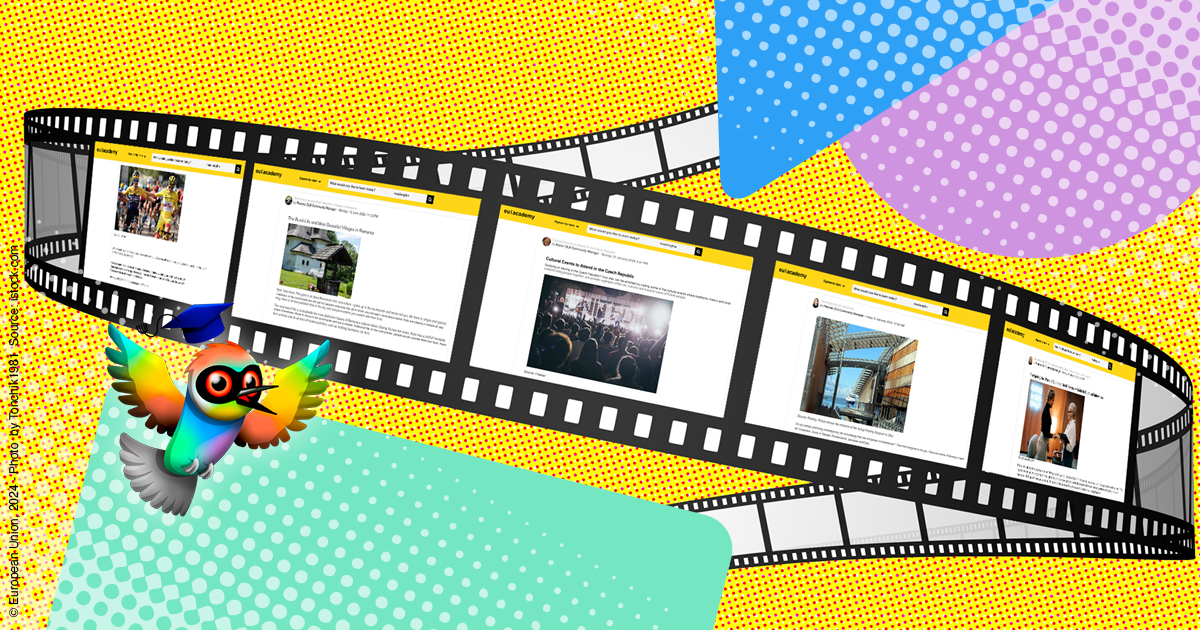 A strip of film, each showing a screenshot from an OLS blog or discussion topic