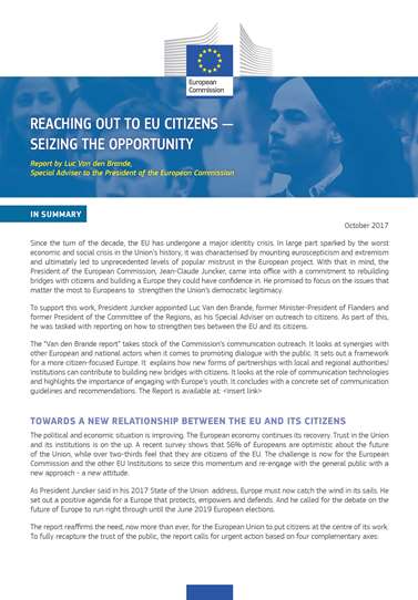 Cover of 'Reaching out to EU citizens — seizing the opportunity'