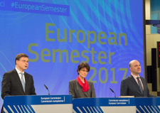 Press conference by Valdis Dombrovskis, Vice President of the EC, Pierre Moscovici and Marianne Thyssen, Members of the EC, on conclusions of College's orientation debate on 2017 European Semester – country reports © European Union, 2017