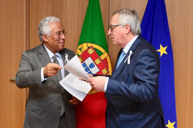 Presidente Jean-Claude Juncker e o Primeiro-Ministro de Portugal, António Costa