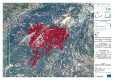 Mapa de valoración que muestra los impactos del incendio —zona destruida, zona dañada e infraestructuras afectadas— en la zona de Cabezuela Del Valle