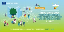 Picture anouncing the ifno day taking place on 1st July 2021 "Marie Skłodowska-Curie Actions: what’s new under Horizon Europe"