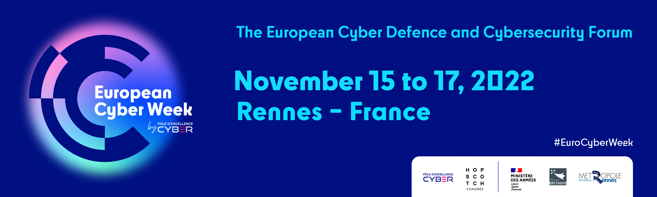 Blue background: European cyber week 2022