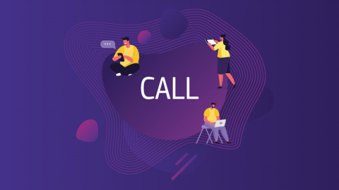 Word 'call' on purple background