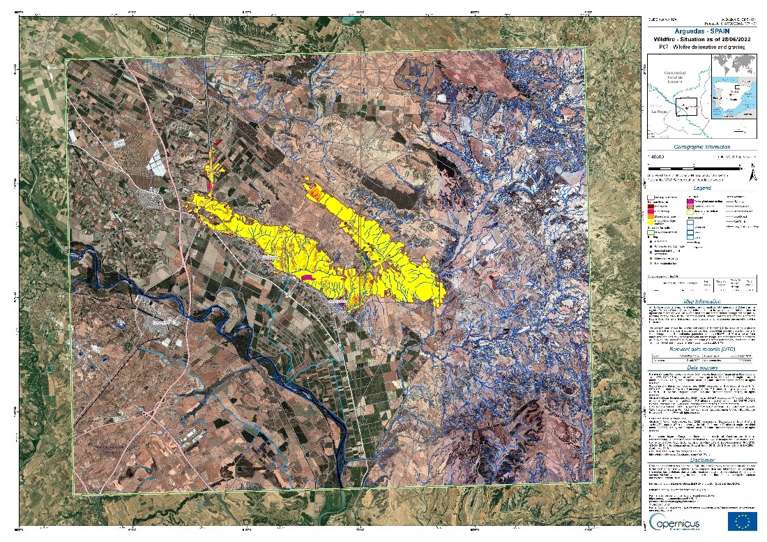 Delineación y clasificación del incendio forestal de la zona de Arguedas