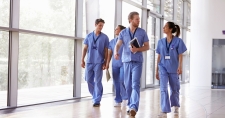 Group of nurses walking on a hospital