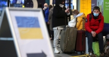 Ukraine Refugee in a train station