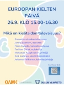 26.9. Euroopan kielten päivän tapahtuma ja paneelikeskustelu Oulussa