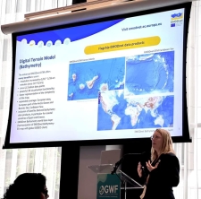 Kate Larkin speaking at Geophysical World Forum 2024: Hydrospatial Infrastructure and Blue Economy Summit