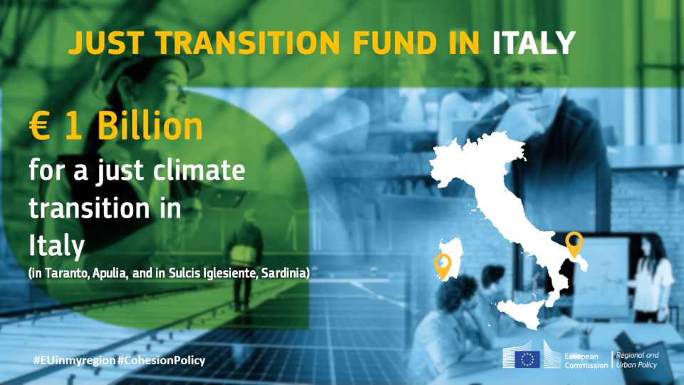 Politica di coesione dell'UE: un miliardo di € per una transizione climatica giusta in Italia