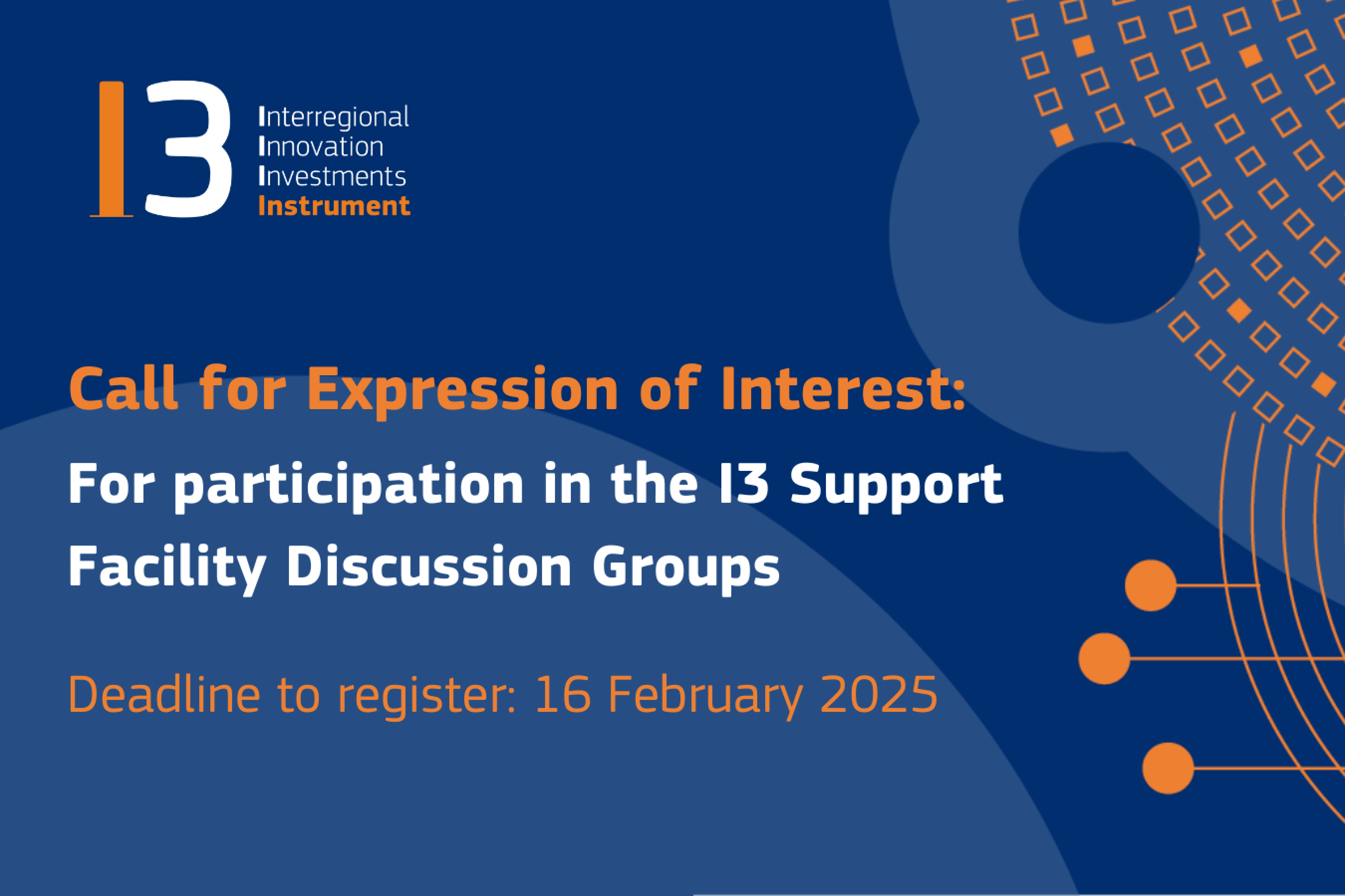 Call for Expression of Interest for participation in the I3 Instrument Support Facility Discussion Groups
