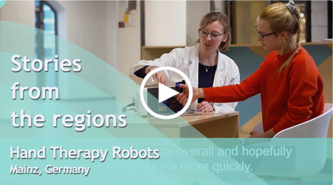 Histórias das regiões: robôs para terapia da mão em Mainz, Alemanha