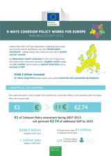 9 veidi, kā Kohēzijas Politika darbojas Eiropas labā: Galvenie rezultāti 2007.–2013. gadā