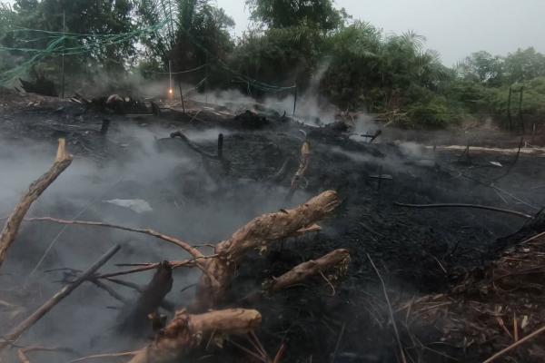 The peat fire in the field experiment in Dumai, South Sumatra, continued to burn after three days of torrential rain. Video/image credit - Yulianto Sulistyo Nugroho