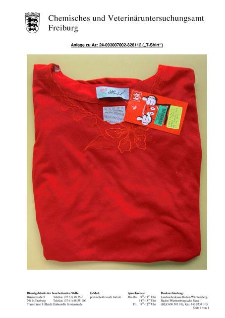 Photo of recalled product: Ladies' T-shirt - Model