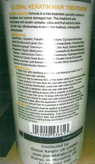Photo of recalled product: Hair treatment - Functional Keratin Hair Taming System Blond/Light Wave coloured "chocolate"