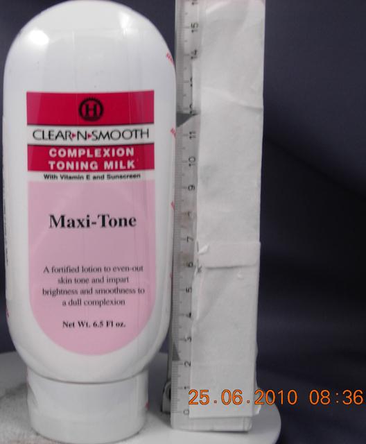 Photo of recalled product: Toning cream - Maxi Tone Complexion Toning Milk with Vitamin E and Sunscreen