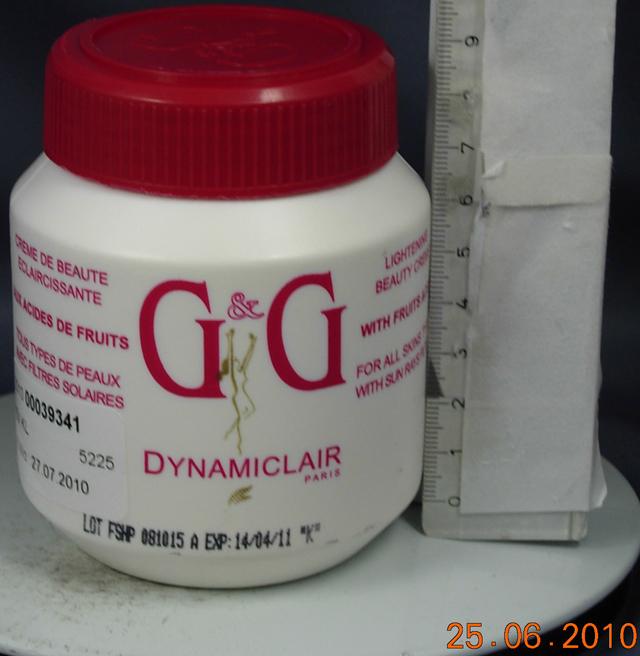 Photo of recalled product: Skin lightening product - Dynamiclair Lightening Beauty Creme