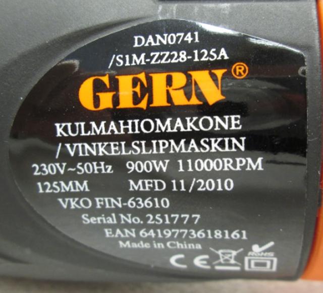 Photo of recalled product: KULMAHIOMAKONE (angle grinder)
