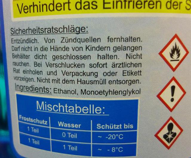 Photo of recalled product: Frostschutz Scheibenreiniger