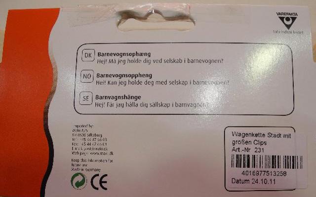 Photo of recalled product: Barnevognsophæng hjerte pige (Pram suspension heart girl)