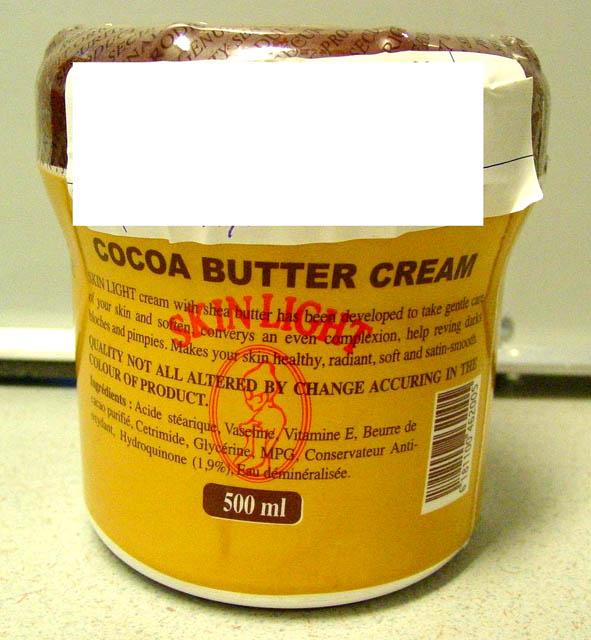 Photo of recalled product: Skin Light, crème cocoa butter