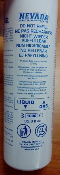Non-refillable refrigerant cylinder