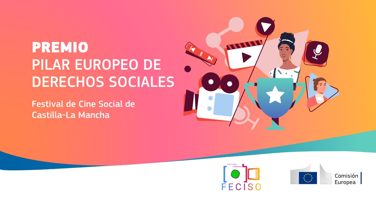 Banner del Premio Pilar Europeo de derechos sociales - Festival de Cine Social de Castilla-La Mancha