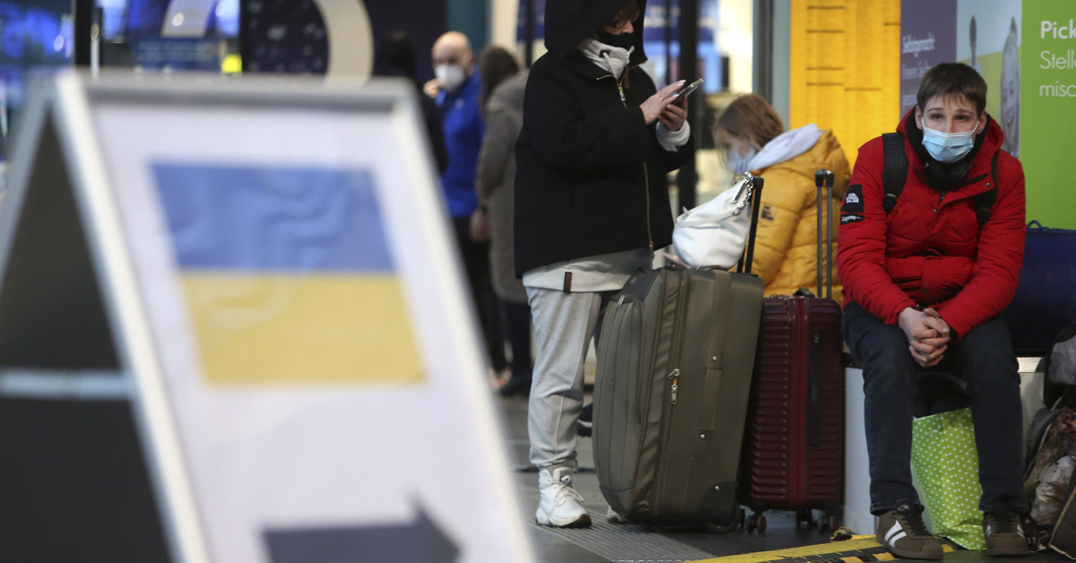 Ukrainian Refugees waiting for their next steps after arriving at Berlin Central Station