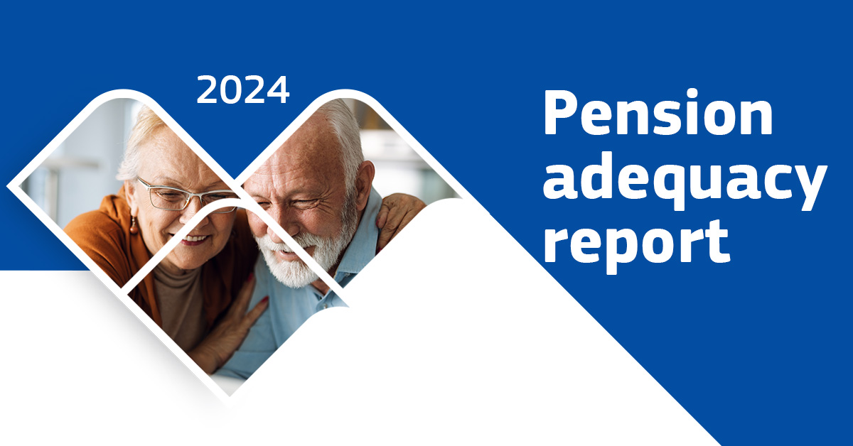 Pension Adequacy Report cover page with two elderly people smiling.