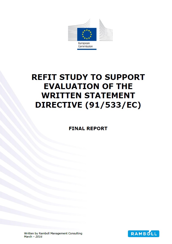REFIT study to support evaluation of the Written Statement Directive - 91/533/EC