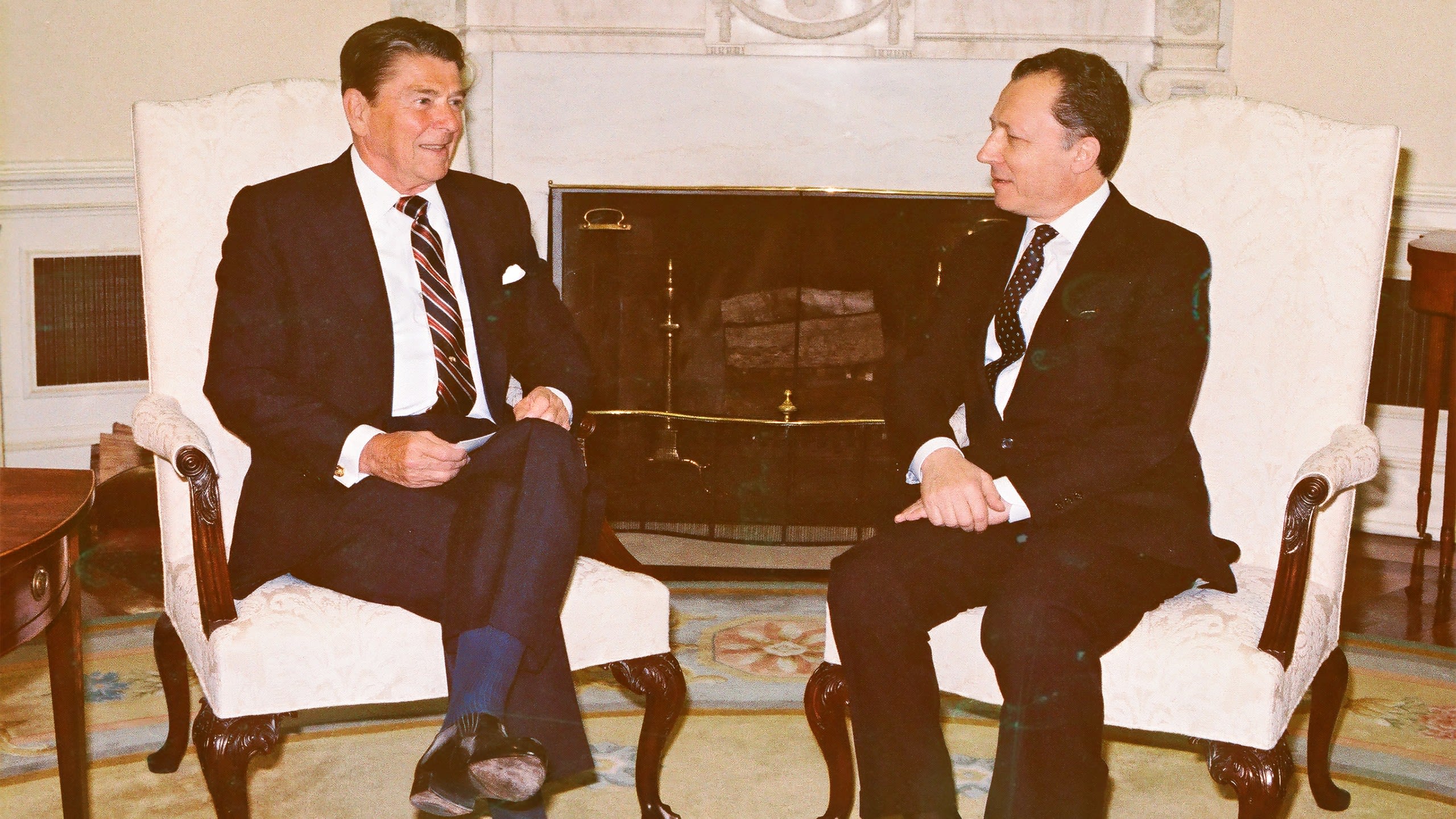 Jacques Delors en Ronald Reagan