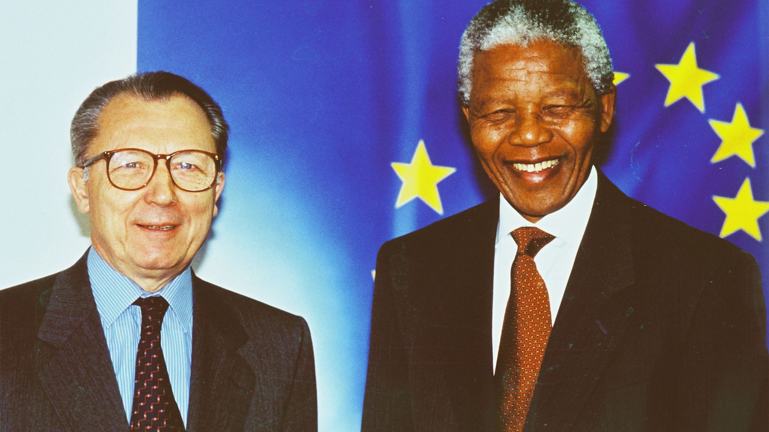 Nelson Mandela en Jacques Delors