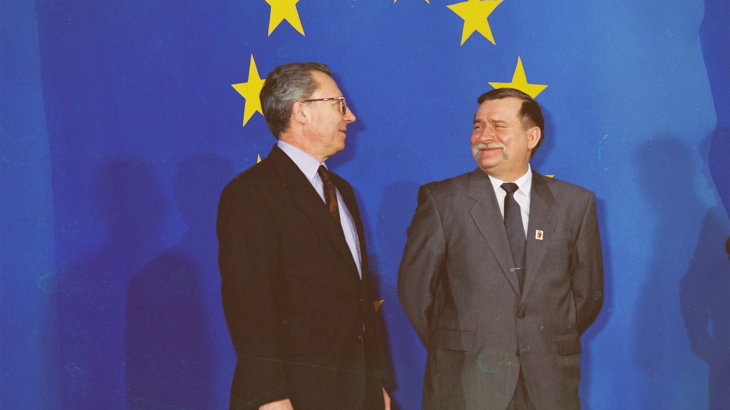 Lech Wałęsa en Jacques Delors