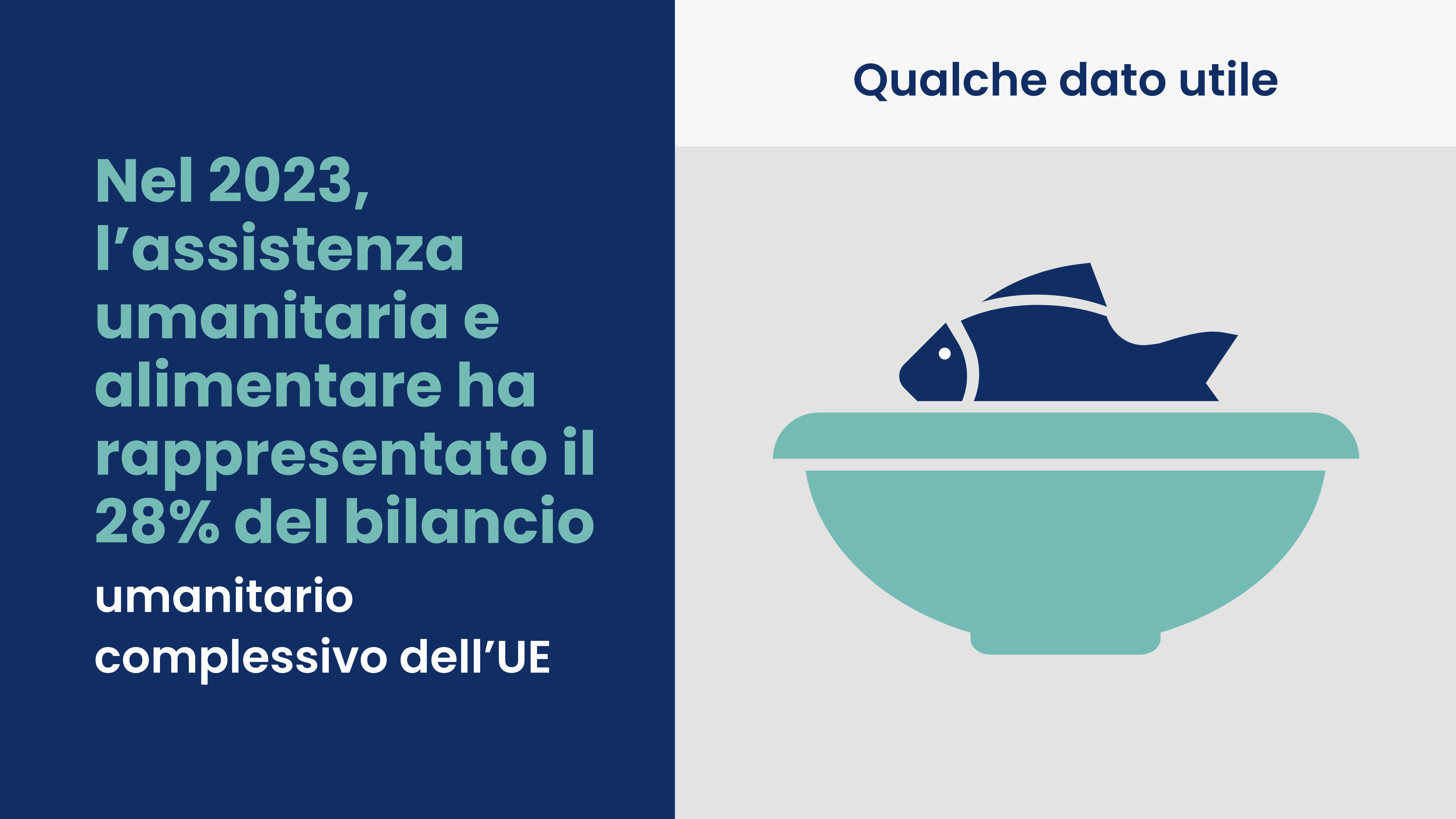 Qualche dato utile: l’assistenza umanitaria e alimentare ha rappresentato il 28% del bilancio umanitario complessivo dell’UE nel 2023