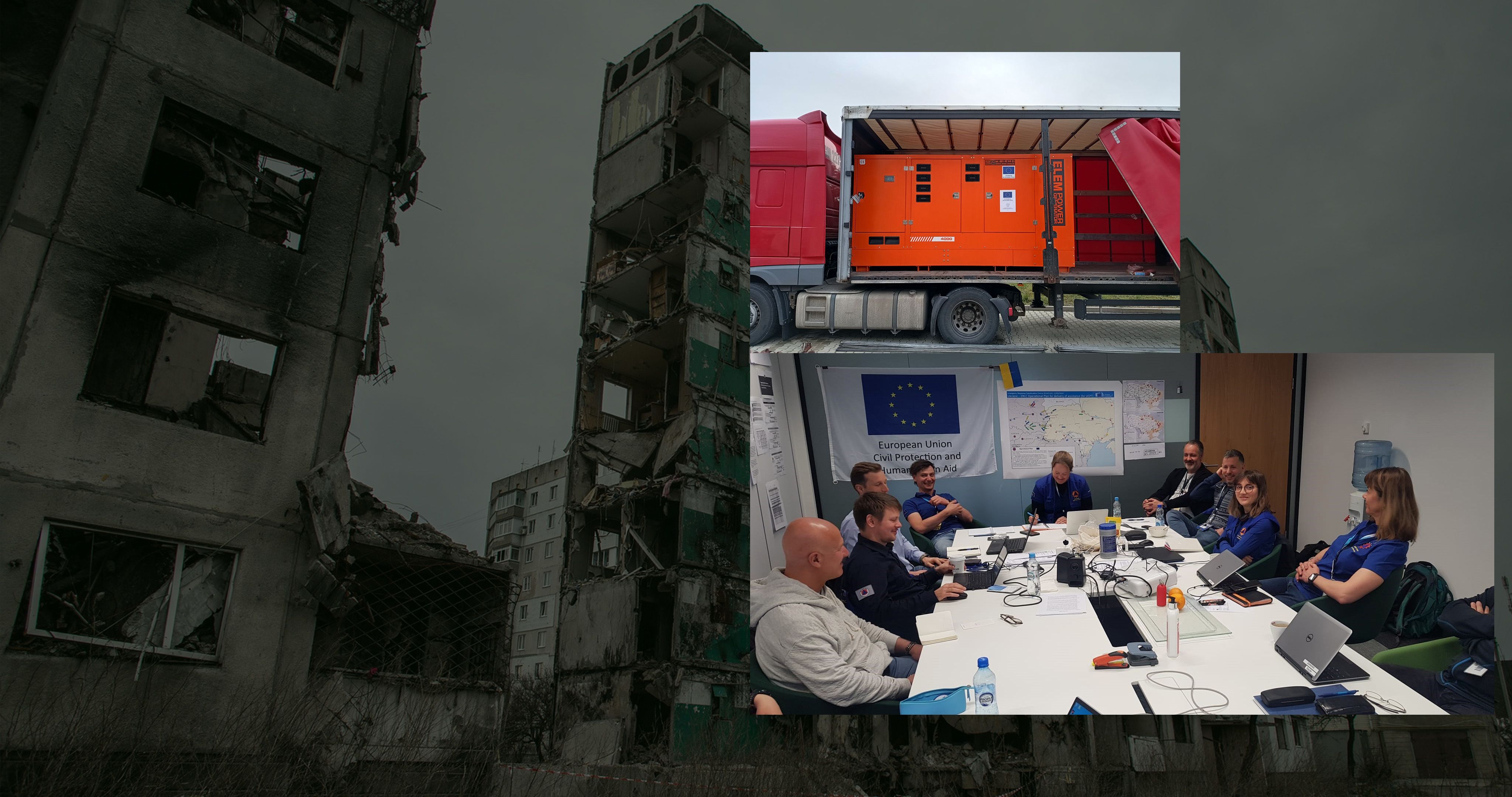 Civil protection officials hold a meeting.